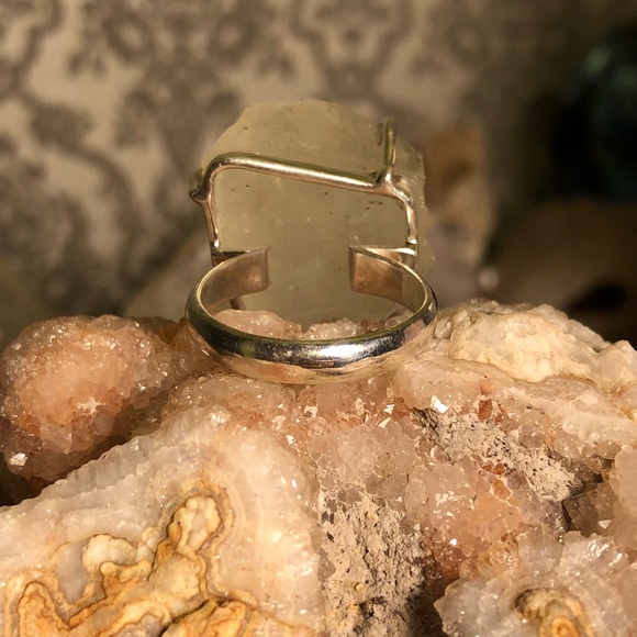 Crystal Healing Meditation Rare Libyan Desert Glass 925 Silver Handmade Ring Size 9